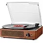 Mersoco 3-Speed Bluetooth Turntable, Vintage Vinyl Turntable, Built-in Stereo Speakers, with Headphone Jack/Auxiliary Input/RCA Line Out, Wood