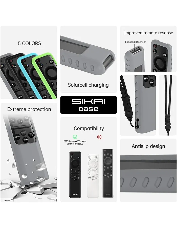 Silicone Samsung Remote Cover Compatible with Samsung 2023 TM2360E,BN59-01432A,TM2361E,BN59-01439A Samsung Smart TV Remote Case Shockproof Washable Dustproof Anit-Lost with Lanyard