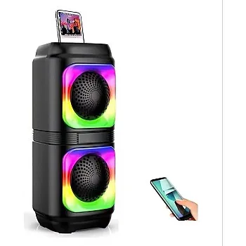 Sub Bluetooth with 2 Speakers With Lights lamp and a microphone input– Portable Wireless Subwoofer RGB LED and Rechargeable Battery for Smartphones, TV,Tablets, and Computers (_4215)
