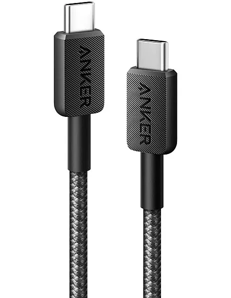 Anker 322 USB-C to USB-C Cable 3 fT USB C Charger Cable for MacBooks, iPads, Switch, Samsung Galaxy, Iphones- Black-18 months Local Warranty