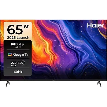 تلفزيون هاير مقاس 65 بوصة بنظام تشغيل جوجل تي في - 4K HDR10 تقنية صوت دولبي ذاكرة 2 + 32G DBX HDMI 2.1 VRR ALLM بلوتوث 5.1 كروم كاست مدمج تحكم صوتي إصدار 2024 H65K8