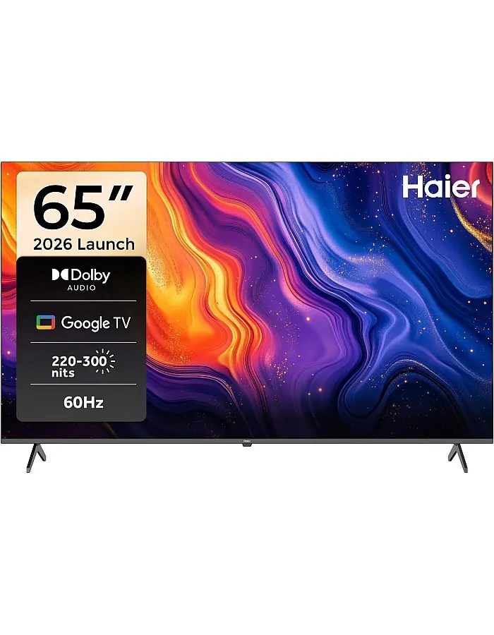 تلفزيون هاير مقاس 65 بوصة بنظام تشغيل جوجل تي في - 4K HDR10 تقنية صوت دولبي ذاكرة 2 + 32G DBX HDMI 2.1 VRR ALLM بلوتوث 5.1 كروم كاست مدمج تحكم صوتي إصدار 2024 H65K8