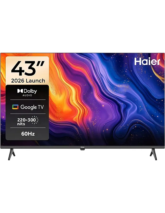 هاير 43 بوصة - نظام تشغيل جوجل تي في - صوت دولبي - تلفزيون دي بي اكس - بلوتوث 5.1 - كروم كاست مدمج - تحكم صوتي عن بعد - FHD - H43K80EF - موديل 2024