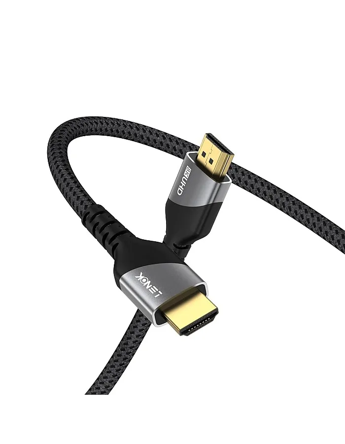 LENOK 8K HDMI Cable 2.1, 48Gbps Ultra High Speed HDMI Cable Braided Cord (4K@144Hz, 4K@120Hz, 8K@60Hz) HDCP 2.2&2.3 HDR 10 eARC ARC, Compatible with Switch 2/PS5/Laptop/Monitor/HDTV/- (2 M)