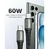 كابل شاحن USB C 60 واط نوع C إلى نوع C PD 3.0 (6.5 قدم/2 متر) من لينوك، متوافق مع ايفون 15/15 برو/سامسونج جالاكسي S23/22/Z فولد/Z فليب/جوجل بيكسل 7/ماك بوك اير