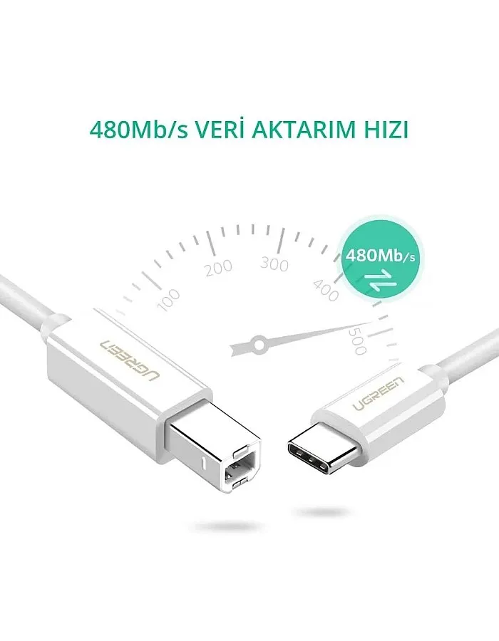 Ugreen Type C to USB-B Cable White 1.5M 40417