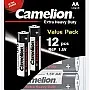Camelion Extra Heavy Duty R6 AA Zinc-Carbon Batteries (Pack of 12) - Black