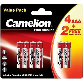 Camelion LR 03 AAA Micro Plus Alkaline Battery (Pack of 4 + 2 PCS FREE)