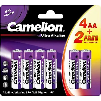 Camelion Ultra Alkaline Batteries LR6 AA Mignon – Powerful, versatile, long-lasting - 4+2 Free Pack