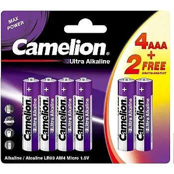 Camelion Ultra Alkaline Batteries LR6 AAA Mignon – Powerful, versatile, long-lasting - 4+2 Free Pack