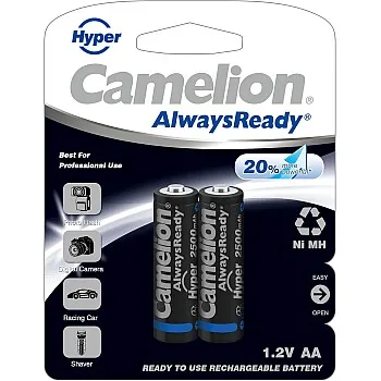 Camelion nhaa2500 aa rechargeable batteries, 1.2v - 2 pieces.
