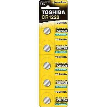 Toshiba CR1220 Lithium Coin Battery – 5 Pack, Reliable Power