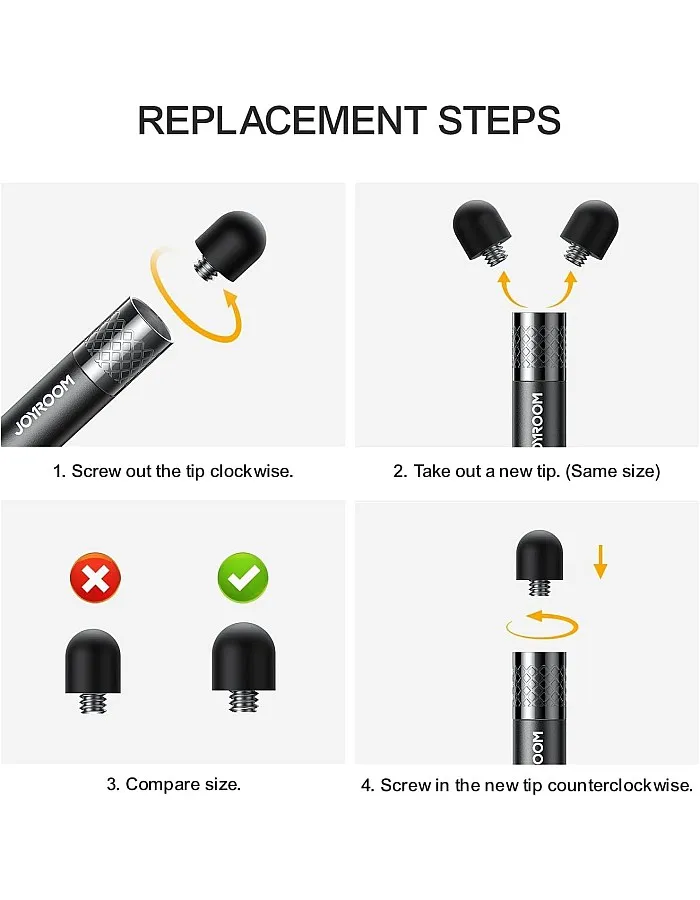 Joyroom jr-dr01 passive touch screen stylus pen for ios, android, windows smart phone - black