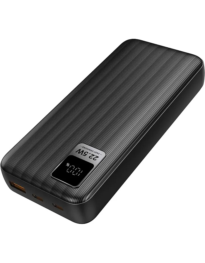 باور بانك من ماتريكس 20000 مللي امبير بمنفذ USB تايب-C و USB مع شحن سريع و شاشة رقمية لهاتف ذكي و جهاز لوحي 4 منافذ أسود