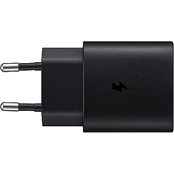 سامسونج شاحن سامسونج USB C، 25 واط، فائق السرعة، شحن سريع، شاحن اصلي مع كابل، اسود