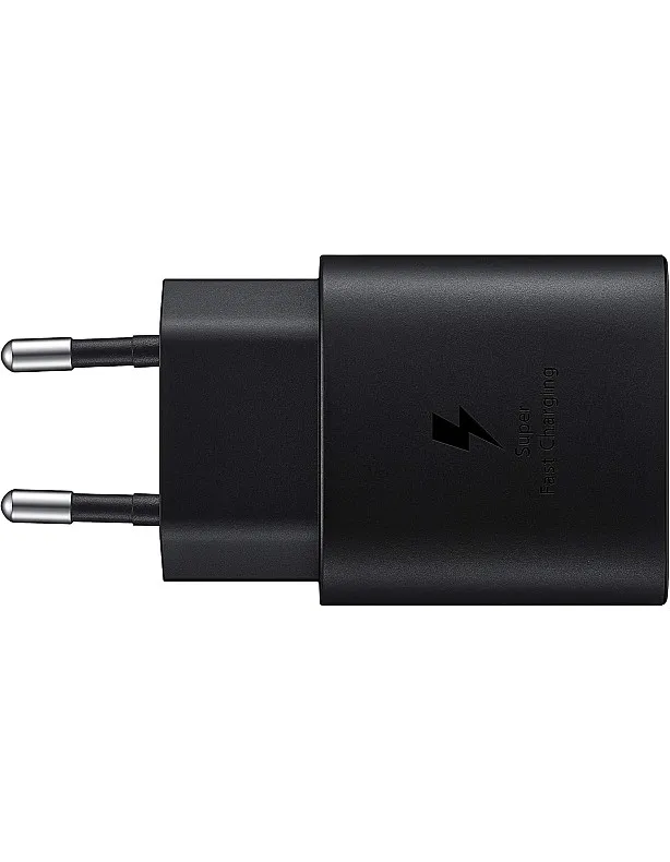 سامسونج شاحن سامسونج USB C، 25 واط، فائق السرعة، شحن سريع، شاحن اصلي مع كابل، اسود