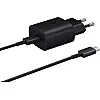 سامسونج شاحن سامسونج USB C، 25 واط، فائق السرعة، شحن سريع، شاحن اصلي مع كابل، اسود