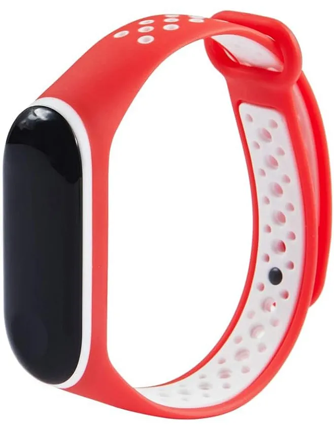 KOMI Straps compatible with Xiaomi mi Band 4 / mi band 3, Colorful Women Men Silicone Fitness Sports Replacement Band(red/white)