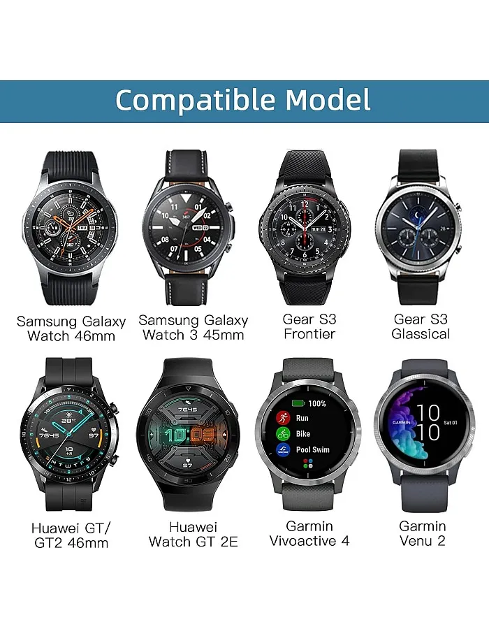 Netolo 22 mm Bracelet Compatible with Samsung Galaxy Watch 3 Strap 45 mm/Galaxy Watch 46 mm/Huawei Watch GT2 46 mm, Metal Stainless Steel Replacement Men's Women's Bracelet for Samsung Gear S3
