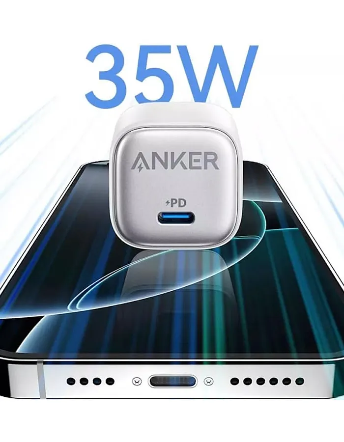 Anker Zolo 35W A2696 Charger with Compact & Foldable Design, 35W Fast Charger for iPhone 15/14/13/12 Series, Samsung S24 / S23, MacBook Air, Pixelbook, iPad Pro, & Mor (white)