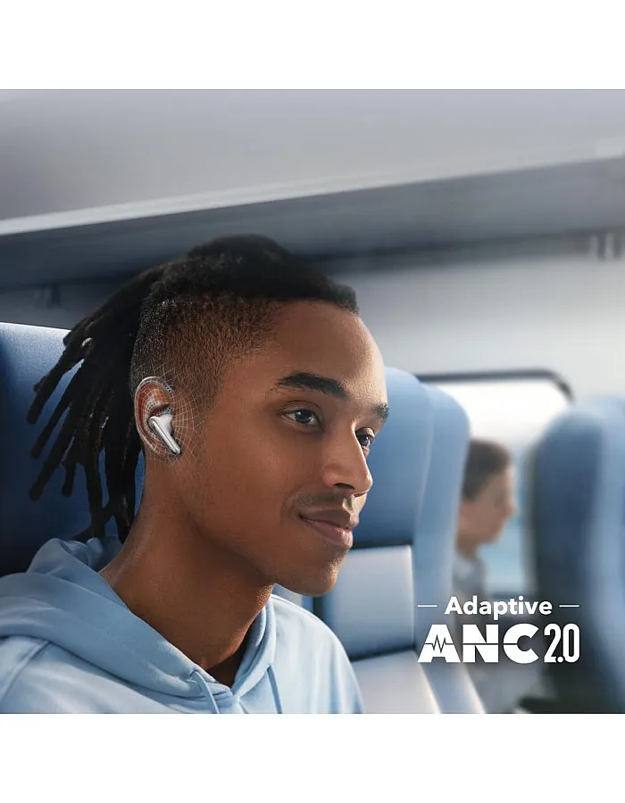 Anker soundcore Liberty 4 NC Wireless Noise Cancelling Earbuds, Adaptive Noise Cancelling to Ears and Environment, Hi-Res Sound, 50H Battery, Wireless Charging, Bluetooth 5.3 - White