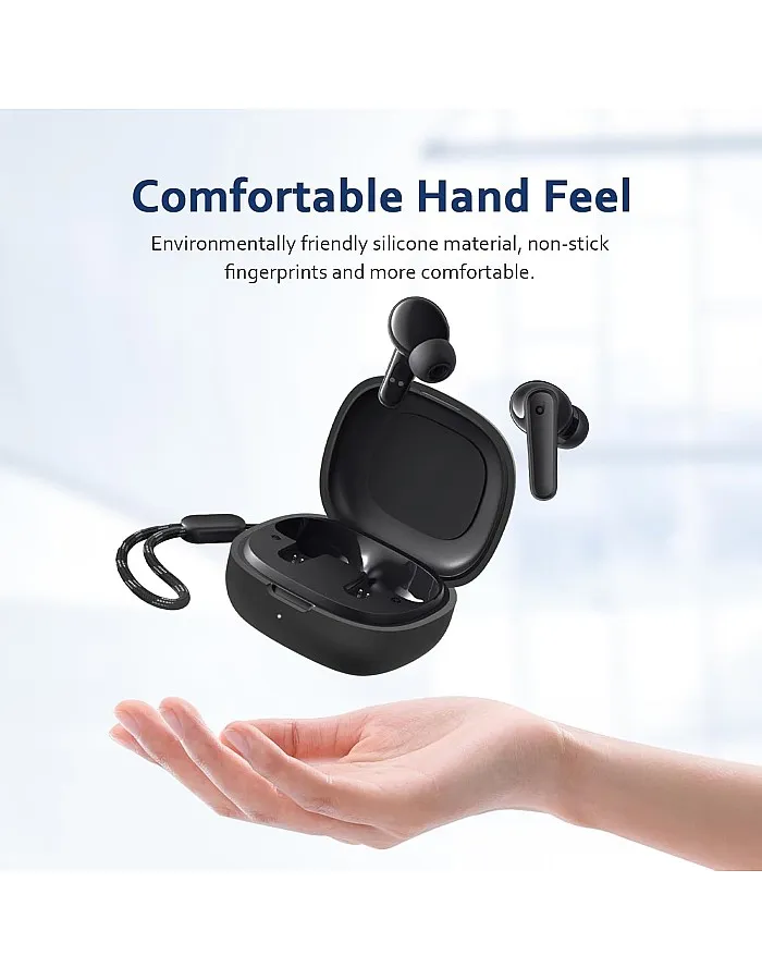 Dl3 Mobilak Compatible with Anker Soundcore R50i NC/Anker P30i Case Cover, Soft Silicone Shockproof Protective Case Wireless Earbuds with Carabiner, Front LED Visible (A-Black)