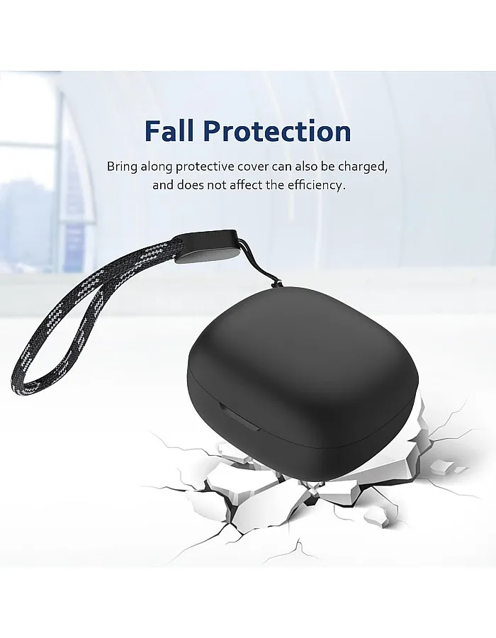 Dl3 Mobilak Compatible with Anker Soundcore R50i NC/Anker P30i Case Cover, Soft Silicone Shockproof Protective Case Wireless Earbuds with Carabiner, Front LED Visible (A-Black)