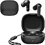 Dl3 Mobilak Compatible with Anker Soundcore R50i NC/Anker P30i Case Cover, Soft Silicone Shockproof Protective Case Wireless Earbuds with Carabiner, Front LED Visible (A-Black)
