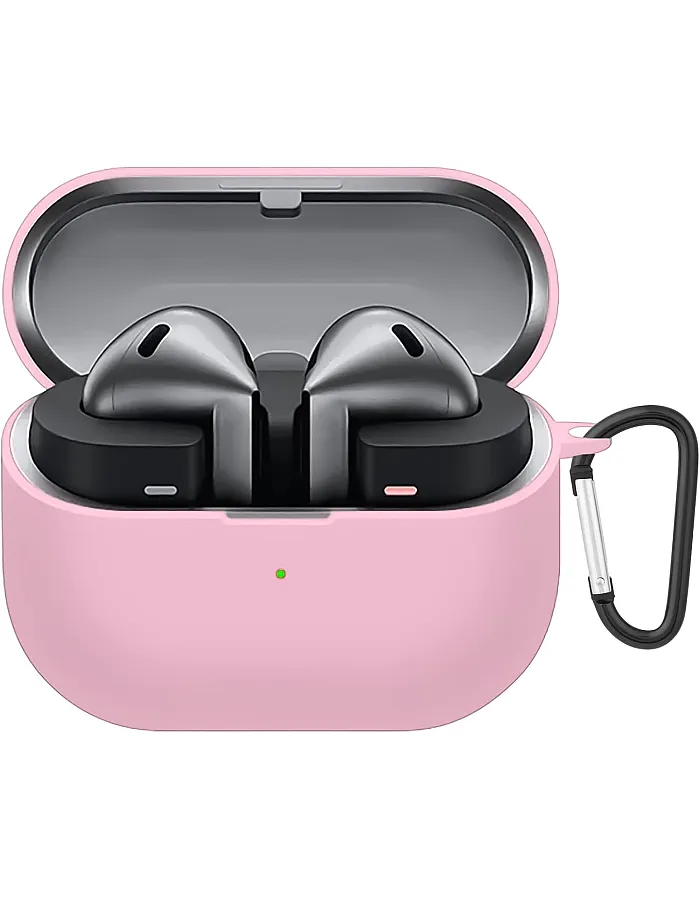 Dl3 Mobilak Compatible with Samsung Galaxy Buds3 FE/Galaxy Buds 3 FECase Cover, Soft Silicone Shockproof Protective Case Wireless Earbuds with Carabiner, Front LED Visible (Pink)