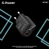 G-Power GP-C10 20W Dual USB Charger (USB-A and Usb-C) Qualcomm Quick Charge 3.0 Compatible with iPhone 16/14/14 Plus/14 Pro/14 Pro Max/13, Samsung, Xiaomi, Pixel 4/3, iPad/iPad - Black