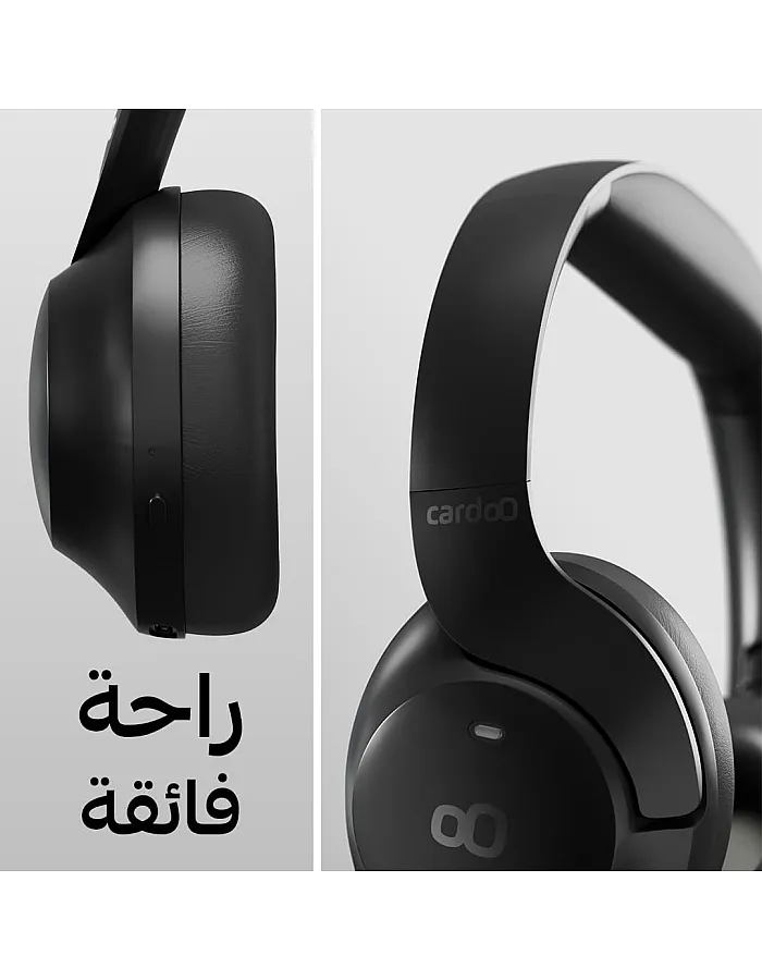 سماعة للرأس بلوتوث هجينة بخاصية إلغاء الضوضاء النشطة مع صوت ثلاثي الأبعاد بـ 4 ميكروفونات و55 ساعة تشغيل وشحن سريع ووضع الألعاب وتطبيق ذكي