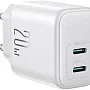 Joyroom JR-TCF12 20W Dual-Port Charger Dual USB-C (2C) Fast Charging Adapter EU Plug – White