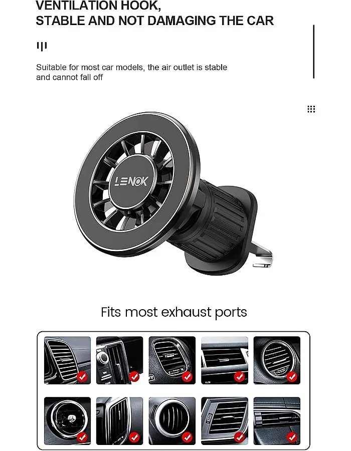 LENOK Car Phone Mount for Magsafe Air Vent Car Mount Magnetic Phone Holder Compatible with iPhone 17 16 15 14 13 12/Samsung, All Smartphones