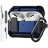 Olytop for Airpods Pro 2/1 Case Cover 2019/2022/2023, [Secure Lock] Armor Case for Apple Airpod Pros 2nd/1st Generation- Rugged Cool Protective Cover Men Shockproof Skin with Carabiner - Black/Blue