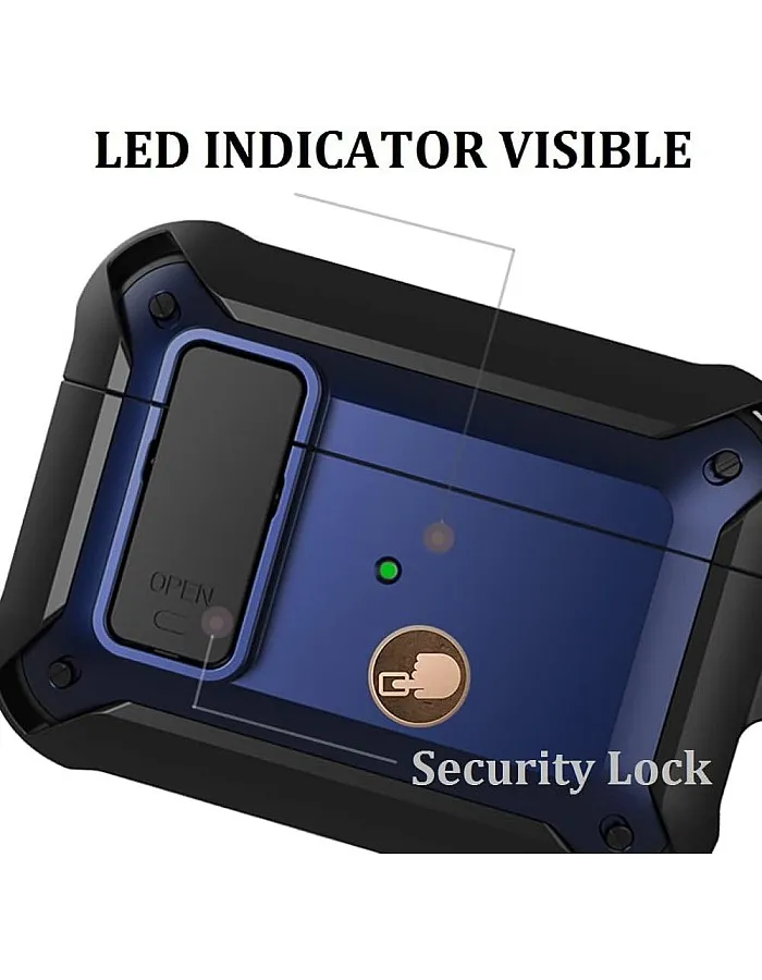 Olytop for Airpods Pro 2/1 Case Cover 2019/2022/2023, [Secure Lock] Armor Case for Apple Airpod Pros 2nd/1st Generation- Rugged Cool Protective Cover Men Shockproof Skin with Carabiner - Black/Blue