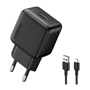 Oraimo OCW-1111EM Fast Charging Wall Charger With Micro Cable – Compact 2A USB Power Adapter, Universal Compatibility, Stable & Safe Charging for Smartphones, Tablets & More – Black