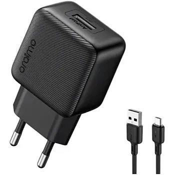Oraimo OCW-1111EM Fast Charging Wall Charger With Micro Cable – Compact 2A USB Power Adapter, Universal Compatibility, Stable & Safe Charging for Smartphones, Tablets & More – Black