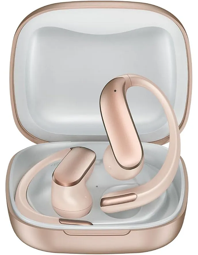 Rsilou R3028 Open-Ear Bluetooth Earbuds, Up to 22H Battery Life, Bluetooth 6.0, 12mm Drivers, Ultra-Light 6g Design, Tuned Sound Quality, Touch Controls, 1 Year Local Warranty (rose gold)