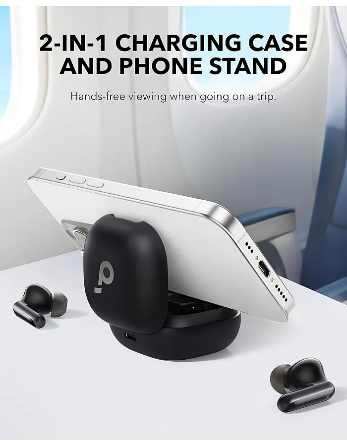 Soundcore P40i by Anker, Noise Cancelling Wireless Earbuds, Adaptive Noise Cancelling to Environments, Heavy Bass, 60H Playtime, 2-in-1 Case and Phone Stand, IPX5, Wireless Charging, Bluetooth 5.3