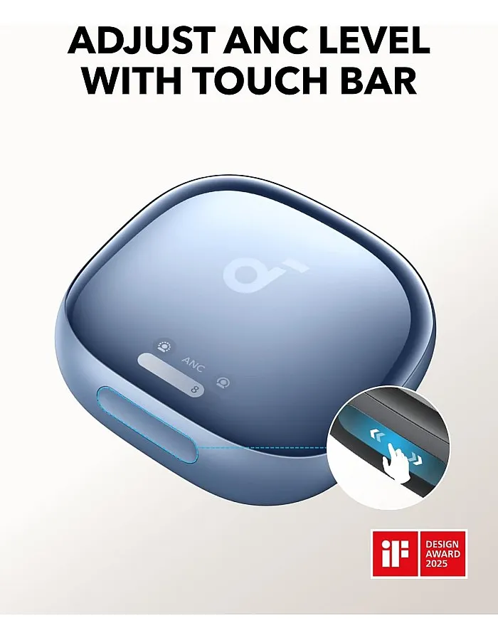 soundcore Liberty 4 Pro by Anker, Noise Cancelling Wireless Earbuds, 7-Sensor and Real-Time Adaptive Noise Cancelling, 2× Faster Charging, Clear Calls, Blue - 18 Months Warranty