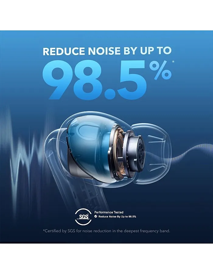 soundcore by Anker Liberty 4 NC Wireless Noise Cancelling Earbuds, 98.5% Noise Reduction, Adaptive Noise Cancelling to Ears and Environment, Hi-Res Sound, 50H Battery, Wireless Charging, Bluetooth 5.3