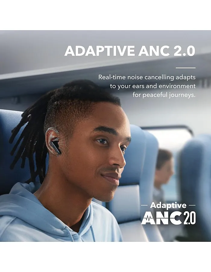soundcore by Anker Liberty 4 NC Wireless Noise Cancelling Earbuds, 98.5% Noise Reduction, Adaptive Noise Cancelling to Ears and Environment, Hi-Res Sound, 50H Battery, Wireless Charging, Bluetooth 5.3