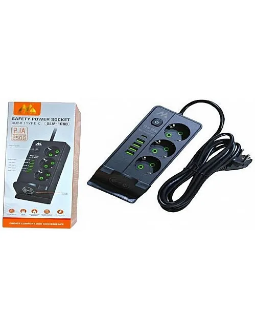1080 Power Strip 3 Outlets 5 Vertical USB Ports with Wireless Charging Pad 2500W 220V 250V Detachable Switch Charging Station for Office Home 750℃ Flame Retardant (Black)