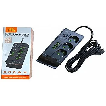 1080 Power Strip 3 Outlets 5 Vertical USB Ports with Wireless Charging Pad 2500W 220V 250V Detachable Switch Charging Station for Office Home 750℃ Flame Retardant (Black)