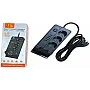 1080 Power Strip 3 Outlets 5 Vertical USB Ports with Wireless Charging Pad 2500W 220V 250V Detachable Switch Charging Station for Office Home 750℃ Flame Retardant (Black)