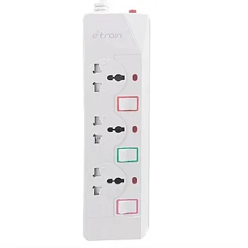 2B PS073 | Etrain 16A Power Strip | 3 AC Outlets | 1.5 m Cable | Overload Protection