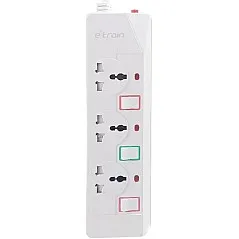 2B PS073 | Etrain 16A Power Strip | 3 AC Outlets | 1.5 m Cable | Overload Protection