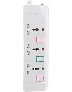 2B PS073 | Etrain 16A Power Strip | 3 AC Outlets | 1.5 m Cable | Overload Protection