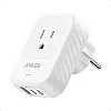 Anker European Travel Plug Adapter USB C 15W, International Power Plug with 2 AC Outlets, 2 USB C, and 1 USB A Port, Ideal for iPhone15, iPad Air, and More, Compact for Travel, Cruise (TUV Listed)
