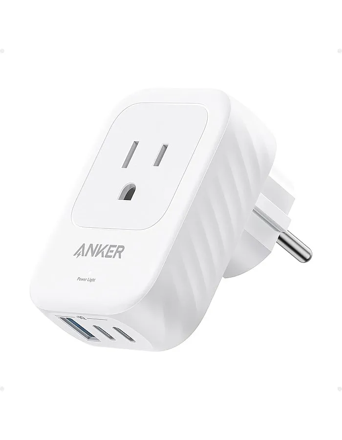 Anker European Travel Plug Adapter USB C 15W, International Power Plug with 2 AC Outlets, 2 USB C, and 1 USB A Port, Ideal for iPhone15, iPad Air, and More, Compact for Travel, Cruise (TUV Listed)